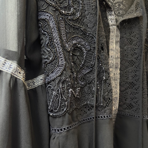 Free People Sheer Blouse with Crochet and beaded details size Large - Picture 13 of 17